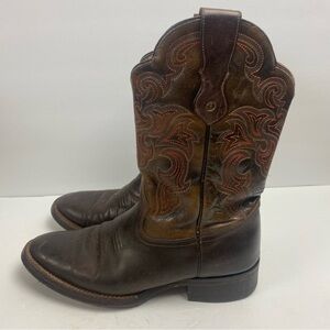 Rio Grande Brown Leather Cowboy Western Boots Embroidered 27.5 8.5 Men’s